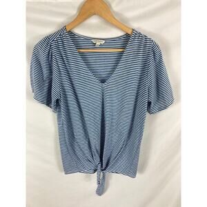 Lucky Brand Blue White Stripe Tie Bottom Tshirt Size Small